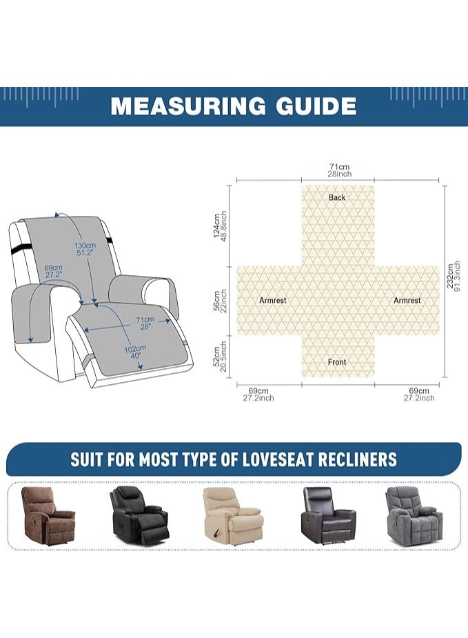 Waterproof Recliner Cover - Recliner Cover with Non-Slip Granule, Recliner Chair Covers with Elastic Band, Recliner Chair Covers for Reclining Chair (Dark Grey) - Image 3